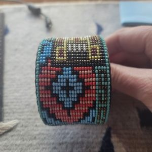 Unique one-of-a-kind beaded cuff bracelet